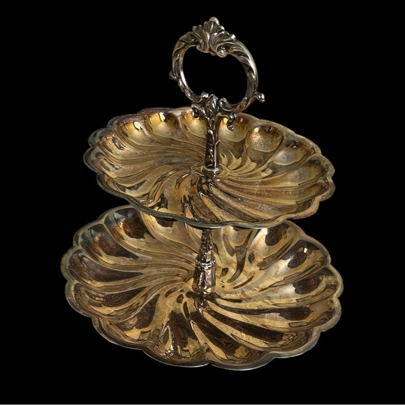 Elegant Gold Two-Tier Serving Tray - Picture 4 of 7